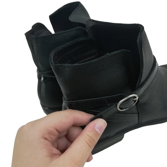 Naot Briza Black Ankle Chelsea Leather Boots Size 39 US 8-8.5 Hook & Loop Strap - Picture 6 of 10